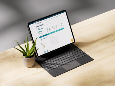 Screenshot des Energiedienst-Serviceportals auf einem Laptop