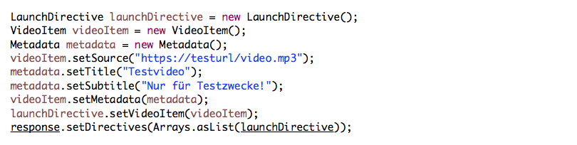 Abbildung 9: Beispielcode Videoaufruf